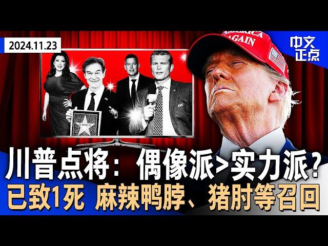 川普新政府打造“明星官员”班底 会说比会做重要？｜泽伦斯基：俄乌战争或明年结束｜已致1名婴儿死亡 华人喜爱品牌鸭脖、猪肘等食品染菌召回｜超越中国 印度成美国最大国际生来源国《中文正点》24.11.23