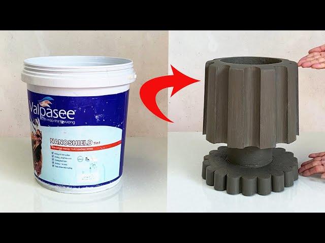 How To make beautiful and easy flower pots at home from cement and plastic containers