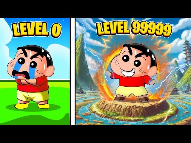 Shinchan Became The Strongest Earth Element God  | Roblox Elemental Powers Tycoon | Funny Game 