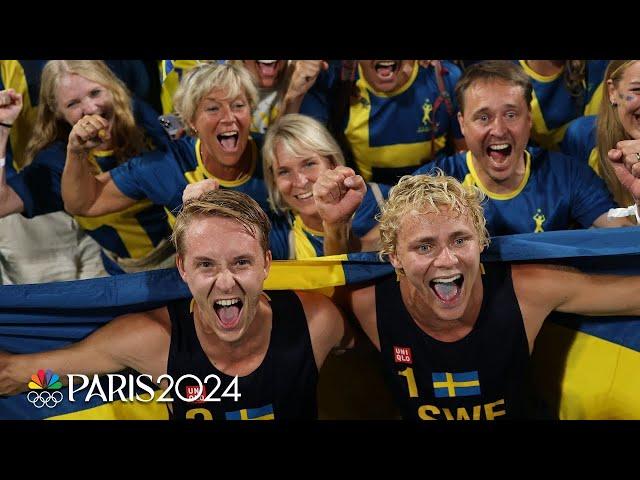 Sweden defeats Germany for FIRST-EVER beach volleyball gold | Paris Olympics | NBC Sports