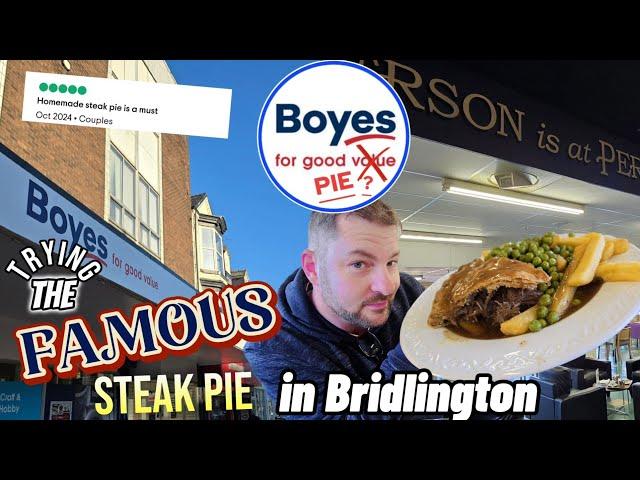 We try the FAMOUS Steak pie at Boyes..YES.. Boyes !!!  in Bridlington