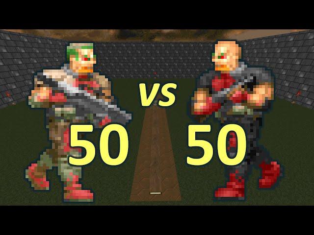 50 Zombiemen vs 50 Sergeants - Monster Infighting - Doom Retro Battles