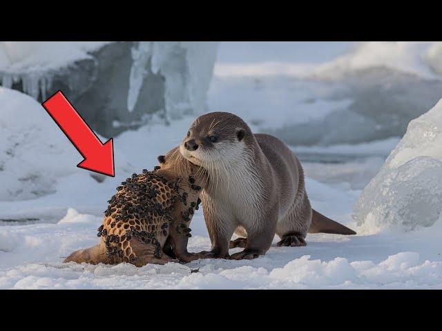 Smart OTTER MOM Calls for Help to Save Her Baby from Barnacles and Parasites