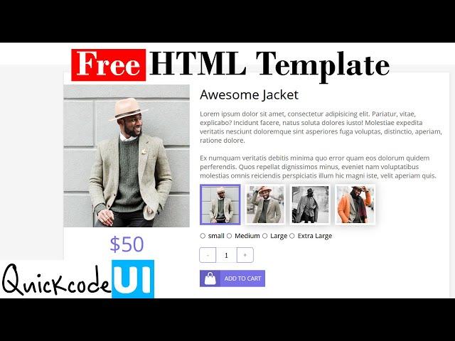 Animated single product view card | Free HTML, CSS template | Quickcode UI Tutorial