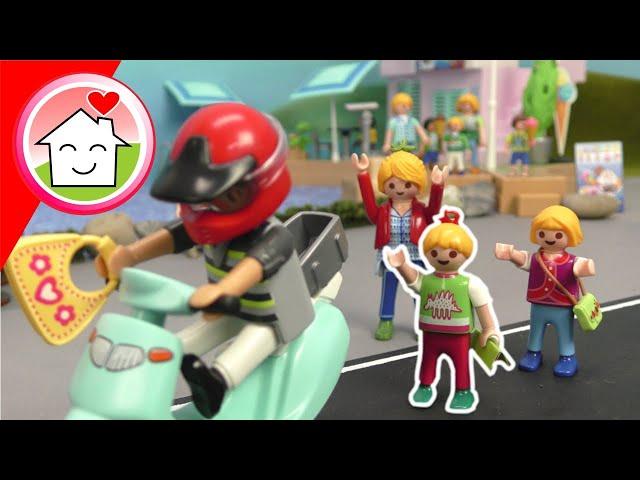 Playmobil Familie Hauser - Feuer und Eis - Geschichte im Eiscafe mit Lena