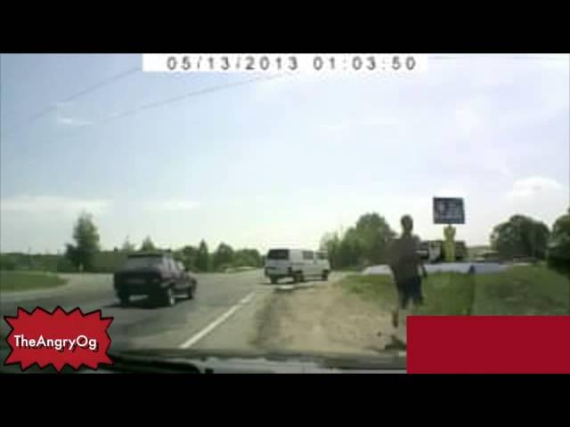 Car Launched in the air after losing control Bryanskaya oblast, Russia