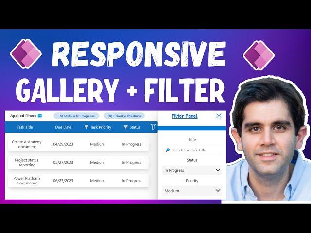 Power Apps Tutorial - Responsive Screen with Gallery & Filters - Beginner to Advanced