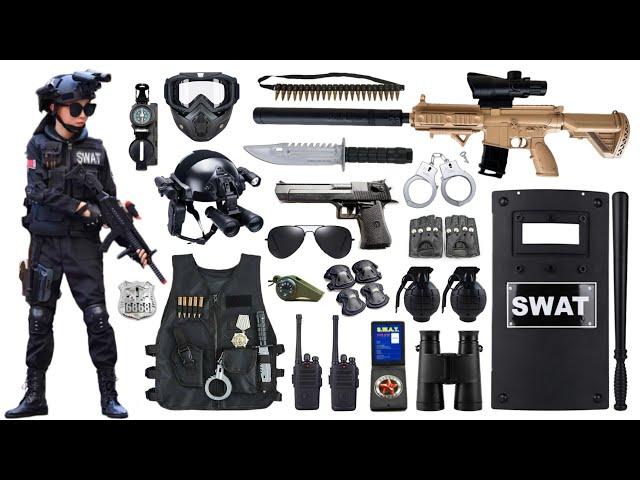 Special Police Weapons Toy set Unboxing-M416  rifle,AK-47 guns,Tactical helmet,Gas mask,Dagger