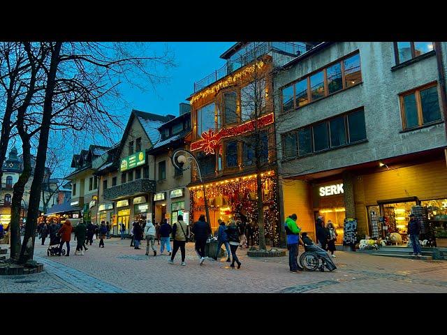 ASMR Zakopane December Evening Walk | Krupówki Main Street️