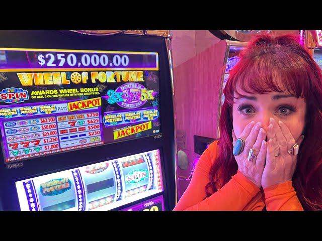 1ST Spin Jackpot!! Wheel of Fortune Slot! TWO LAS VEGAS JACKPOTS!