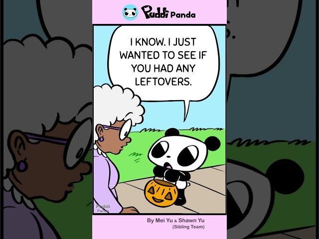 Can this Halloween Hack get you MORE candy?? #puddipanda #comicshorts #meiyu