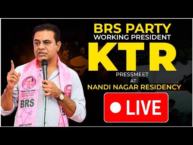 Live: BRS Working President KTR addressing the Media at Nandi nagar residence.