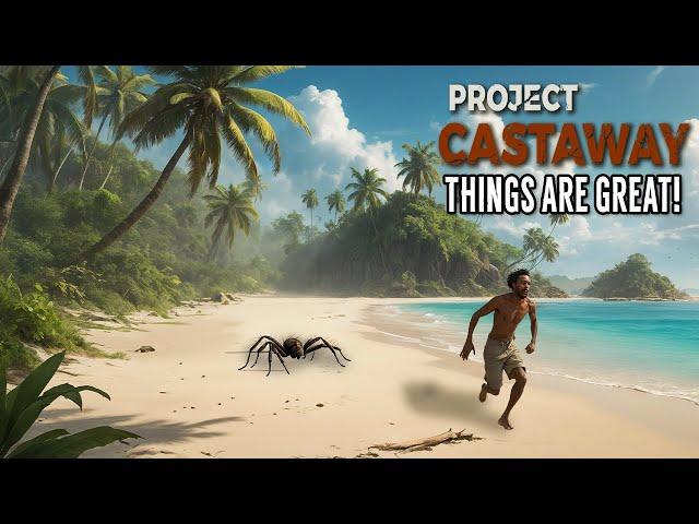 Surviving DAY 1 with LARGE Spiders on Project Castaway