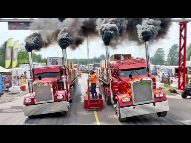 SEMI TRUCKS Drag Racing with 120,000 lbs Trailers!