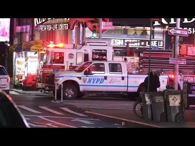 Suspect wanted after man set on fire in Times Square