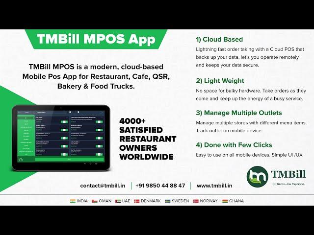 Free Restaurant Billing POS Application | TMBill Atlantic Mobile POS App