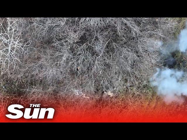 Ukrainian drones drop bombs on Russian troops and military vehicles in Bakhmut