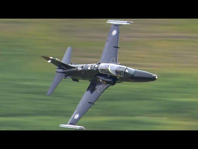 RAF Hawk T.2 low level passes in the Mach Loop, Wales