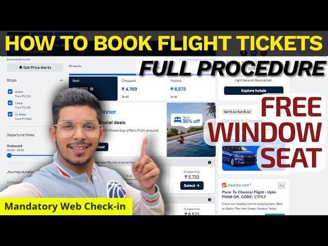 How to book Flight Ticket, Web Checkin & Free Window Seat LIVE BOOKING |  FULL PROCESS