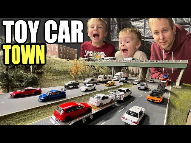 DAD Builds TOY CAR TOWN We made it BIGGER 1:64 scale Diorama