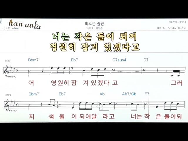 외로운 술잔/배철수노래 반주, 코드 악보,가라오케Karaoke*Sheet Music*Chord*MR