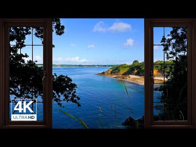 4K France Beach Island window view - Relaxing, Calming, Ambience