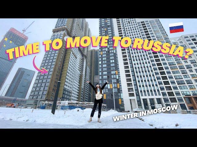 premium neighborhood in Moscow *a lot of snow*  Russia vlog