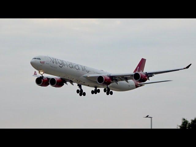 Virgin Atlantic Airways Airbus A340-642 G-VWEB arrival at London Heathrow Airport LHR EGLL