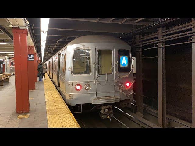 MTA New York City Subway A, C, E, L, Q, W Trains In Manhattan (1/4/21)