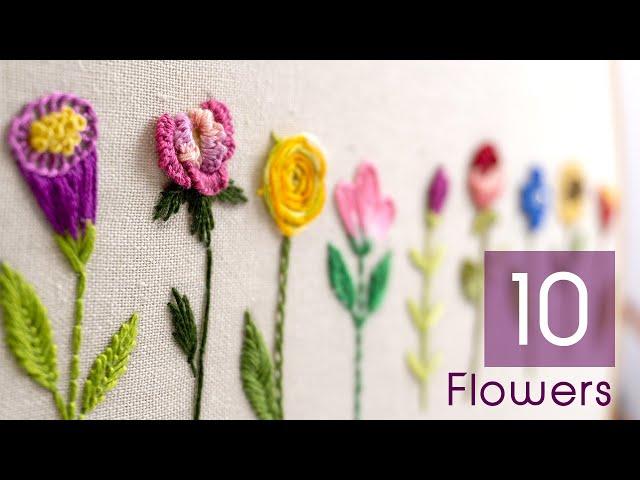 HAND EMBROIDERY FOR BEGINNERS: 10 Types of Flowers