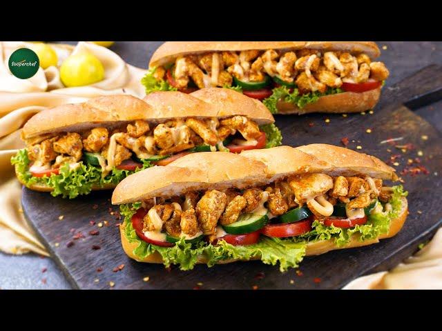 Making of Subway Style Sandwich at Home by SooperChef  - Chicken Sandwich Recipe