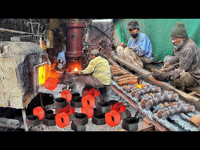 Huge Hex Nuts Production Process | Hexagon Nuts  Manufacturing in Mini Factory |