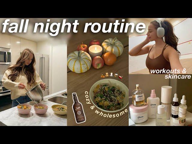 COZY FALL NIGHT ROUTINE | at home autumn cooking, evening work out, skincare, & calming rituals