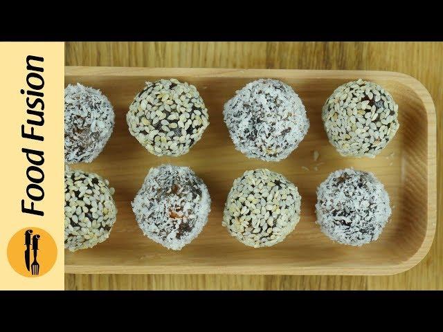 Khajoor Balls (dates) coated with coconut and sesame seeds- Food Fusion