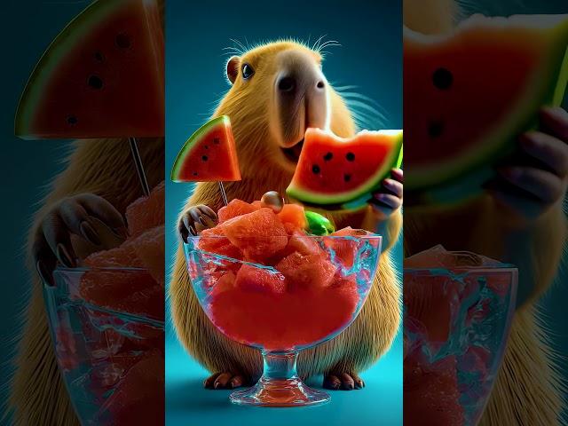Sweet Satisfaction!  Capybara Devours Watermelon (You'll Melt!)