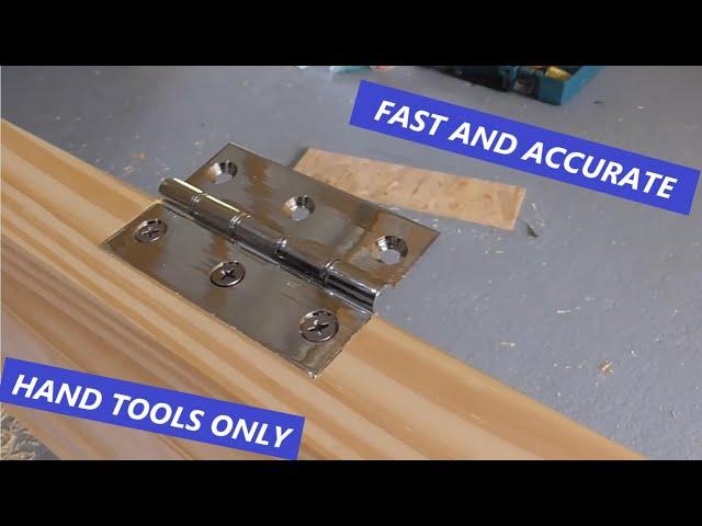 Cutting a door hinge in 96 seconds with a Pro carpenter***ONLY HAND TOOLS***