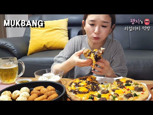 리얼먹방:) 불토엔 피맥!! 식었다고 대충먹기 있긔?없긔?ㅣPizza & BeerㅣREAL SOUNDㅣASMR MUKBANGㅣEATING SHOWㅣ