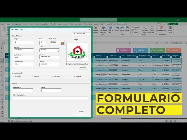  FORMULARIO de INGRESO DE DATOS para Registrar, Modificar, Eliminar y Buscar Datos con VBA en Excel