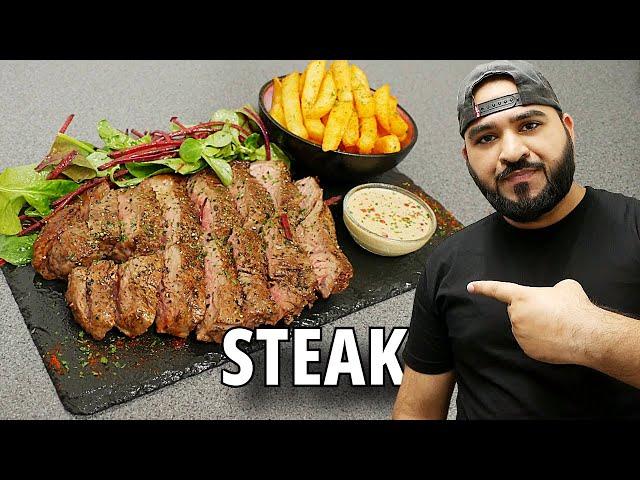 Perfect Steak with Chips & Mushroom Pepper Sauce | Halal Chef