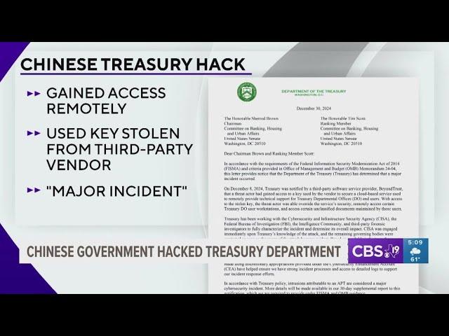 Chinese government hacked the U.S. Treasury Department