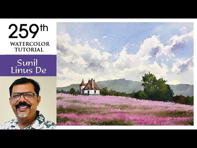 Simple Watercolor painting demonstration | Landscape painting | Sunil Linus De