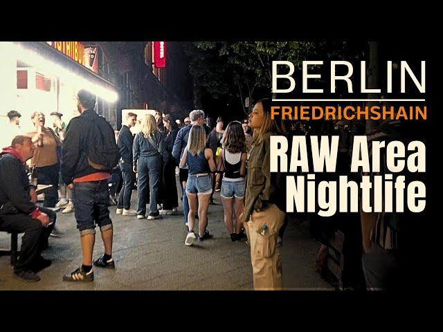 Berlin Night Walk 2023 | RAW Area - Warschauer Straße - Street Party - Nightlife - Clubs