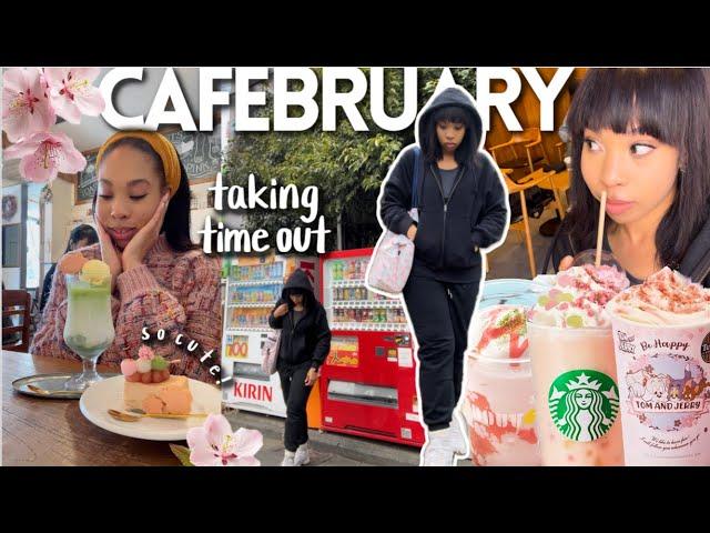 Ignoring my struggles to taste test new trending Sakura drinks! ️|Cafe Hopping in Japan Vlog