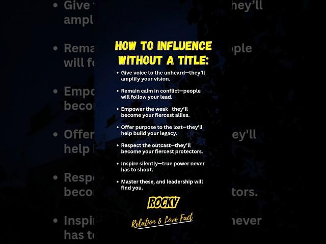 How to influence without a title #psychologyfacts #motivation #psychtricks #facts #mindmatters