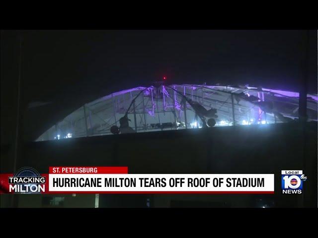 Hurricane Milton destroys roof of Tropicana Field in St. Petersburg