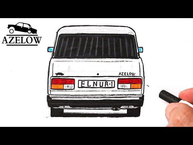 How to draw a VAZ 2107 car | Azelow