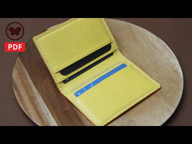 Making a leather Card Wallet (Free PDF Pattern / DIY) 노랑 노랑한 가죽 카드지갑 만들기/무료패턴