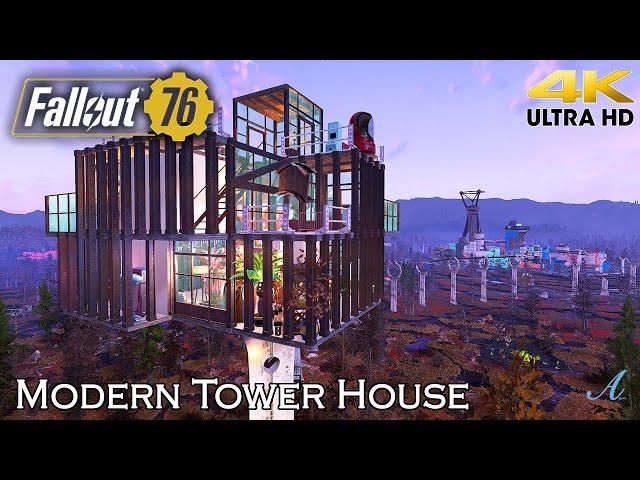 Fallout 76 - Modern Tower House w/ tutorial in 4K