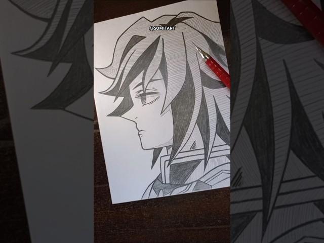 Drawing Tomioka Giyuu  Side view  #shorts #drawing #demonslayer