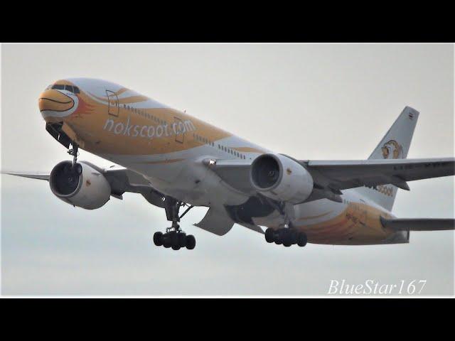 NokScoot Boeing 777-200ER (HS-XBE) takeoff from KIX/RJBB (Osaka - Kansai) RWY 06R